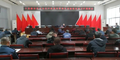 公司安全生产标准化管理体系验收组在东保卫矿检查验收时强调